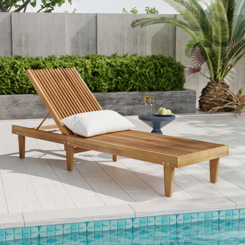 Teak Finish Chaise Lounge