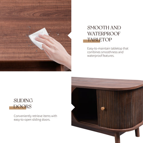 Mid-Century Rattan Entertainment Center