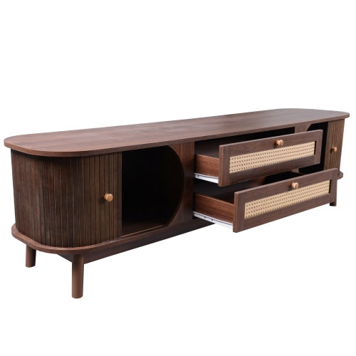 Mid-Century Rattan Entertainment Center