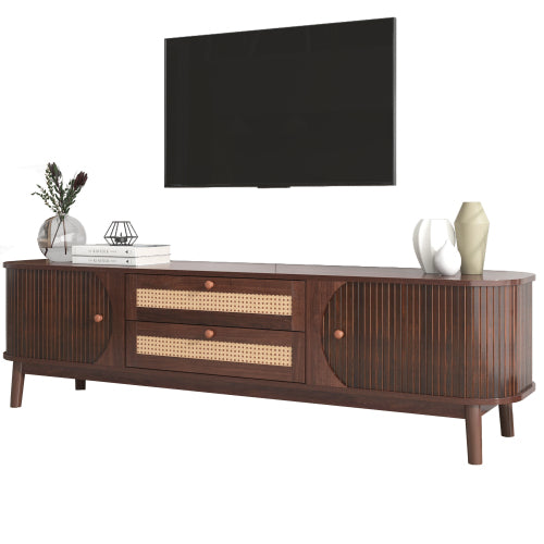 Mid-Century Rattan Entertainment Center