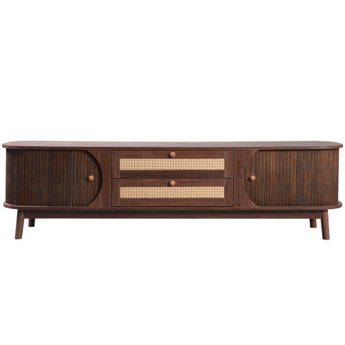 Mid-Century Rattan Entertainment Center
