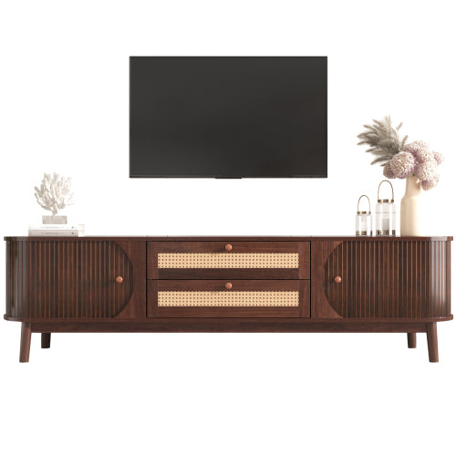 Mid-Century Rattan Entertainment Center