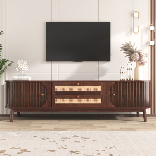 Mid-Century Rattan Entertainment Center
