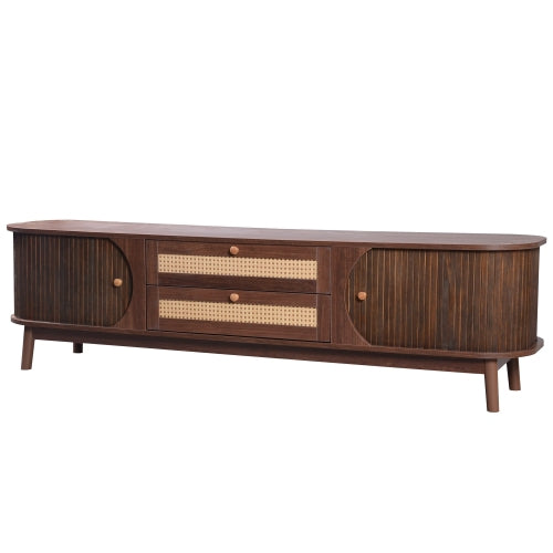 Mid-Century Rattan Entertainment Center