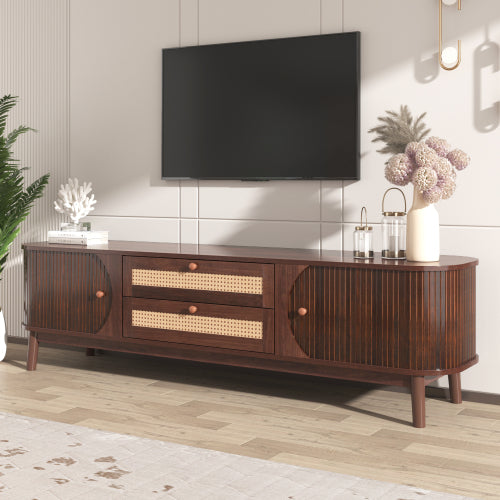 Mid-Century Rattan Entertainment Center