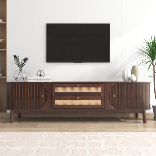 Mid-Century Rattan Entertainment Center