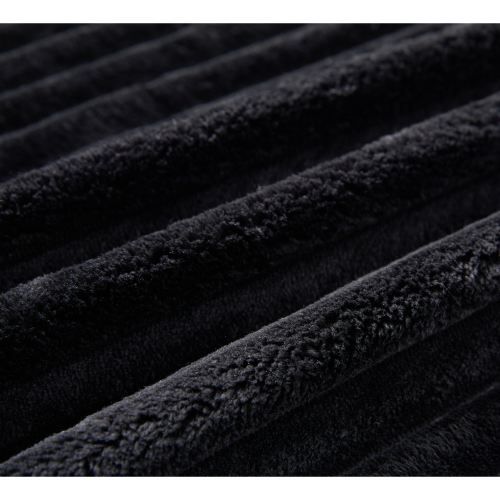 Oversized L-Shaped Corduroy Sectional with Right Chaise and Eight Pillows, Black