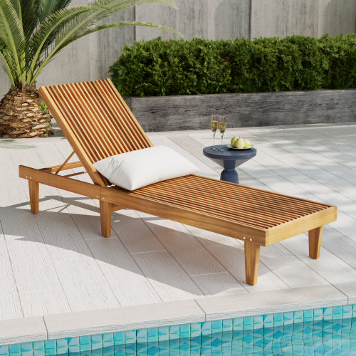 Teak Finish Chaise Lounge