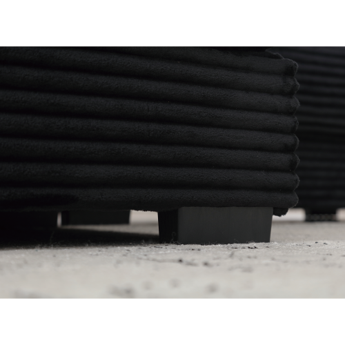 Oversized L-Shaped Corduroy Sectional with Right Chaise and Eight Pillows, Black