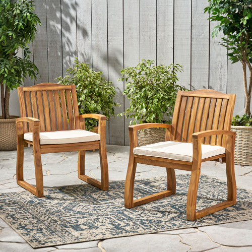 Acacia Wood Outdoor Dining Armchair