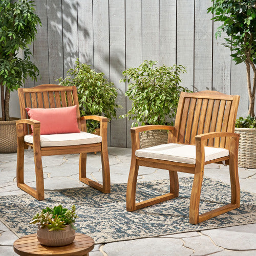 Acacia Wood Outdoor Dining Armchair