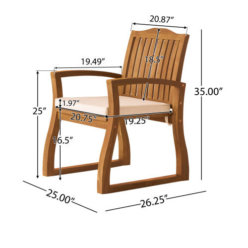 Acacia Wood Outdoor Dining Armchair