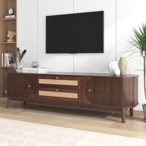 Mid-Century Rattan Entertainment Center