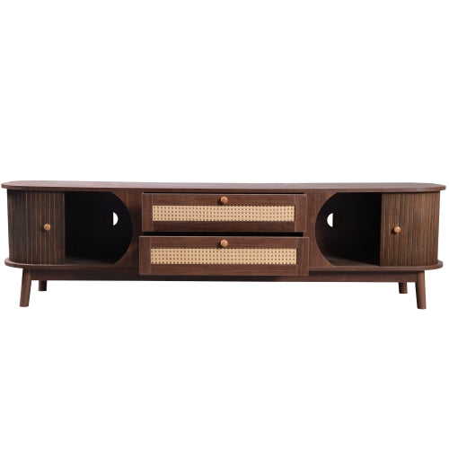 Mid-Century Rattan Entertainment Center