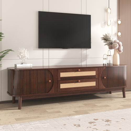 Mid-Century Rattan Entertainment Center