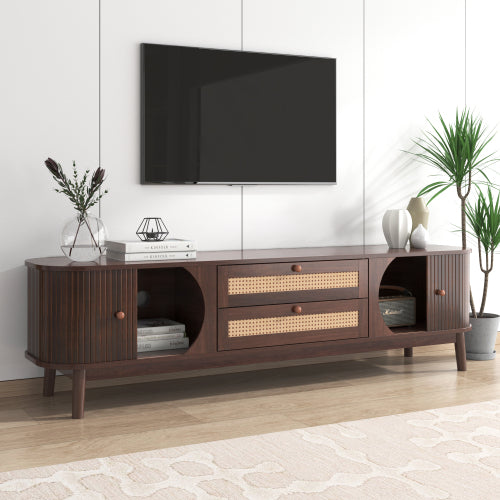 Mid-Century Rattan Entertainment Center