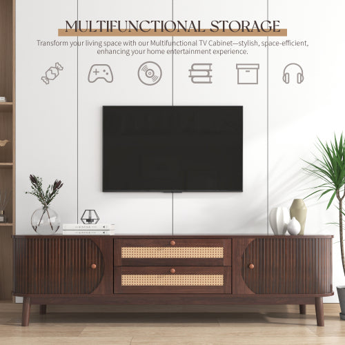 Mid-Century Rattan Entertainment Center