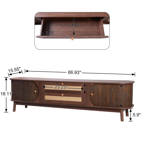 Mid-Century Rattan Entertainment Center