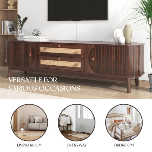 Mid-Century Rattan Entertainment Center