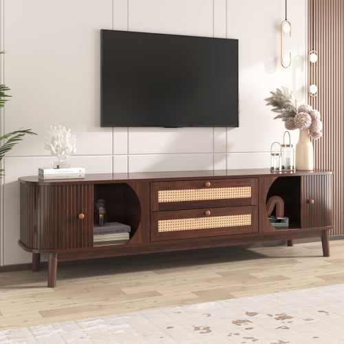 Mid-Century Rattan Entertainment Center