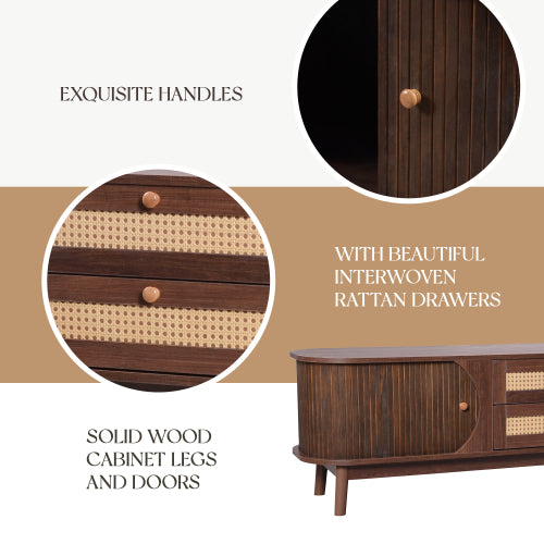 Mid-Century Rattan Entertainment Center
